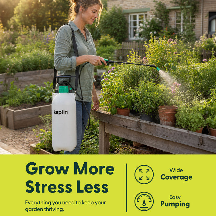 8 Litre Garden Pressure Sprayer for Watering Plants Herbs and Vegetables Wide Coverage