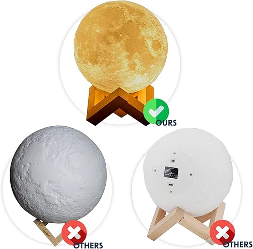 Bryte Moon Lamp - Touch-Controlled Lunar Mood Light with 16 Colors, 4 Brightness Levels, Timer Setting & Remote Control - Perfect for Home, Bedroom, Desk, LED Night Light & Gift (Unisex) [Energy Class A]