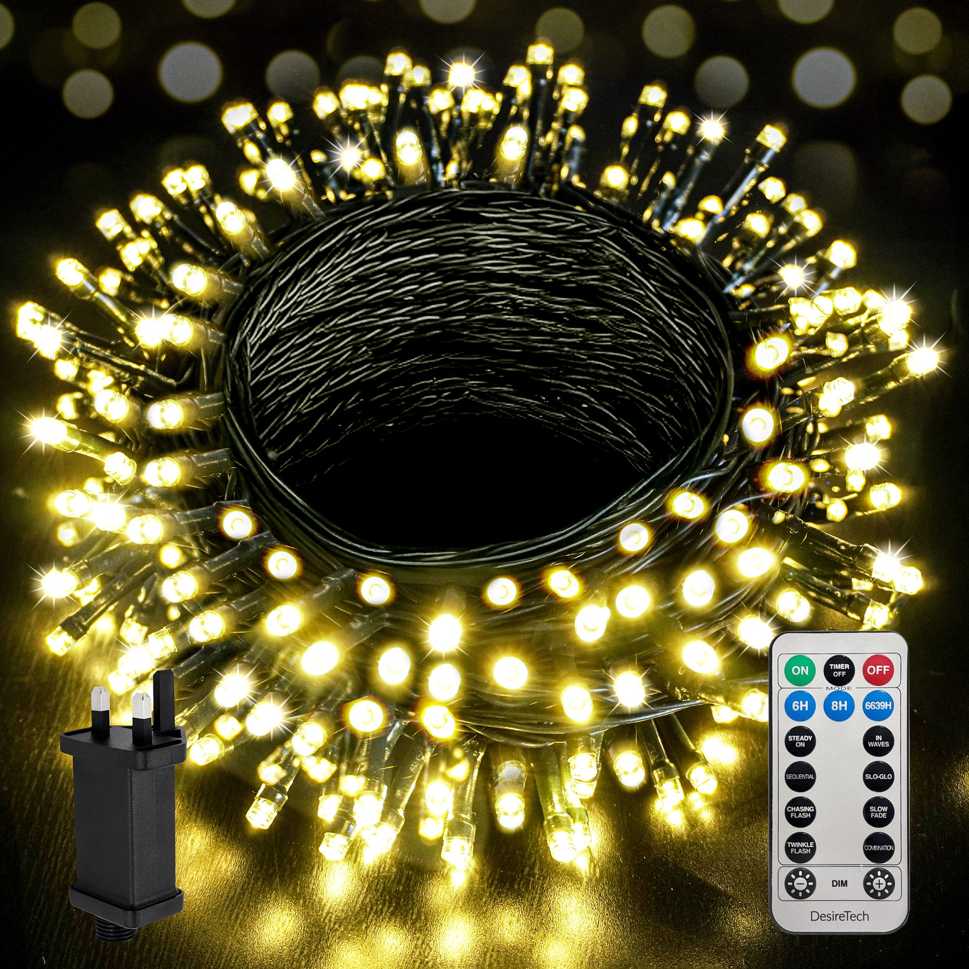 Desiretech Outdoor & Garden Lights, LED Outdoor Waterproof Plug-in String Lights, Remote Control, 8 Modes, Timer, Dimmable Cool/Warm Lights – image 6