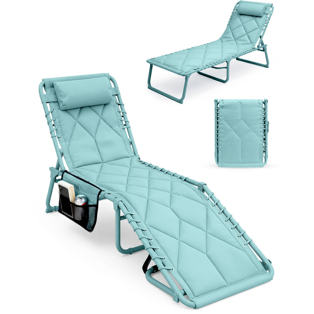 Quilted Folding Sun Lounger - Padded 600D Oxford Fabric