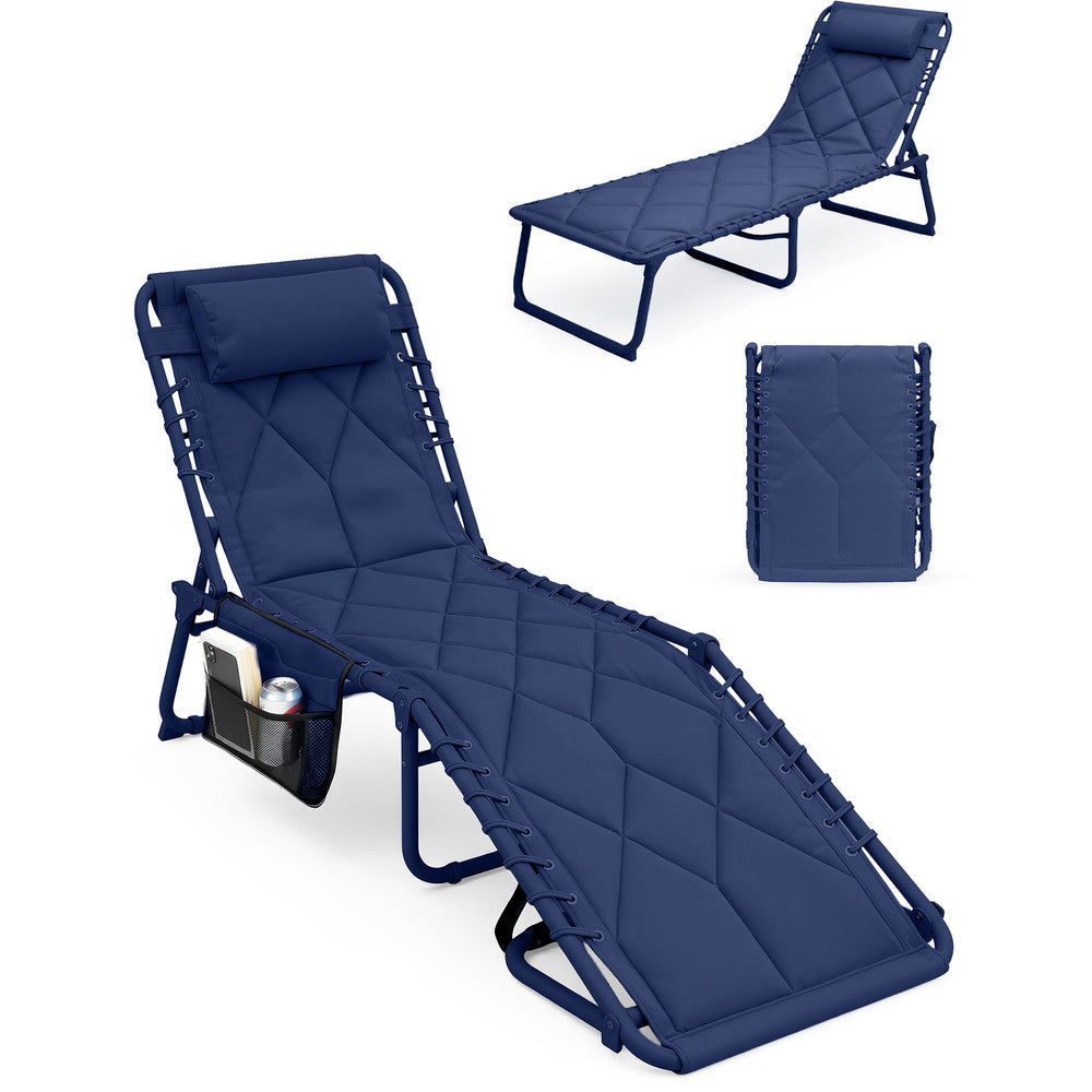 Quilted Folding Sun Lounger - Padded 600D Oxford Fabric – image 17