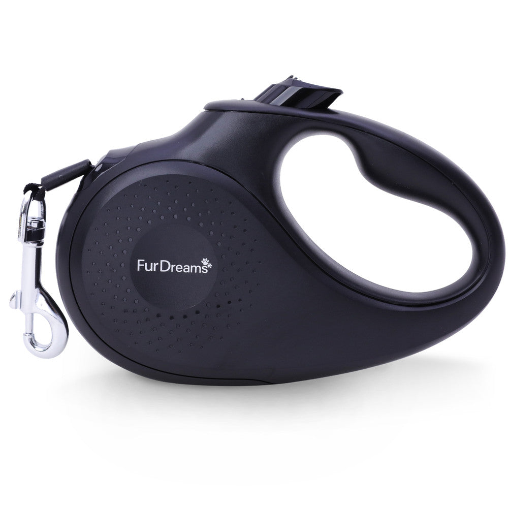 FurDreams Retractable Nylon Dog Lead – 5m, Heavy Duty with Lock Button, Anti-Tangle Leash, Comfortable Handle, Available in Multiple Colors & Sizes (Up to 15kg/33lbs)