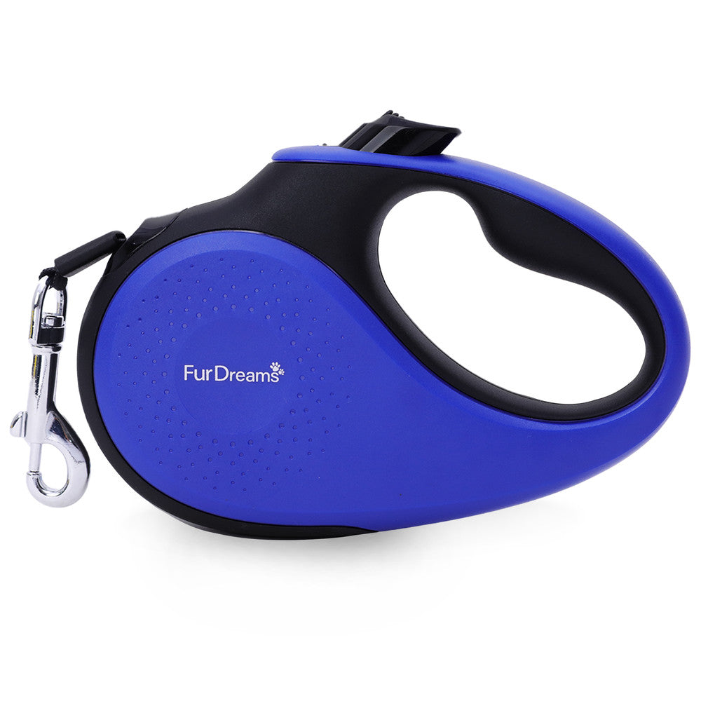 FurDreams Retractable Nylon Dog Lead – 5m, Heavy Duty with Lock Button, Anti-Tangle Leash, Comfortable Handle, Available in Multiple Colors & Sizes (Up to 15kg/33lbs)