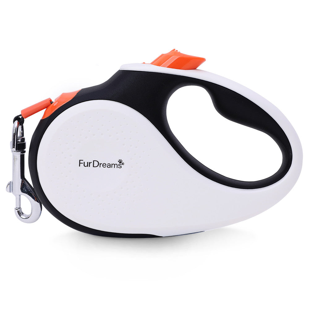 FurDreams Retractable Nylon Dog Lead – 5m, Heavy Duty with Lock Button, Anti-Tangle Leash, Comfortable Handle, Available in Multiple Colors & Sizes (Up to 15kg/33lbs)