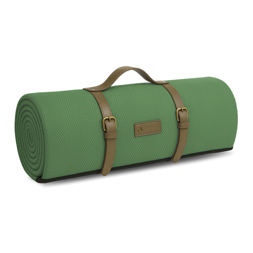 Voyager Picnic Blanket – Herringbone Extra Large Outdoor Rug 200x200cm – Waterproof & Sandproof Mat for 6-8 People – Foldable with Handle – Stylish Camping & Beach Blanket