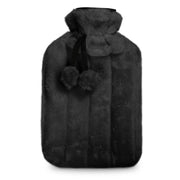 Pink faux fur hot water bottle close-up – soft plush texture UK