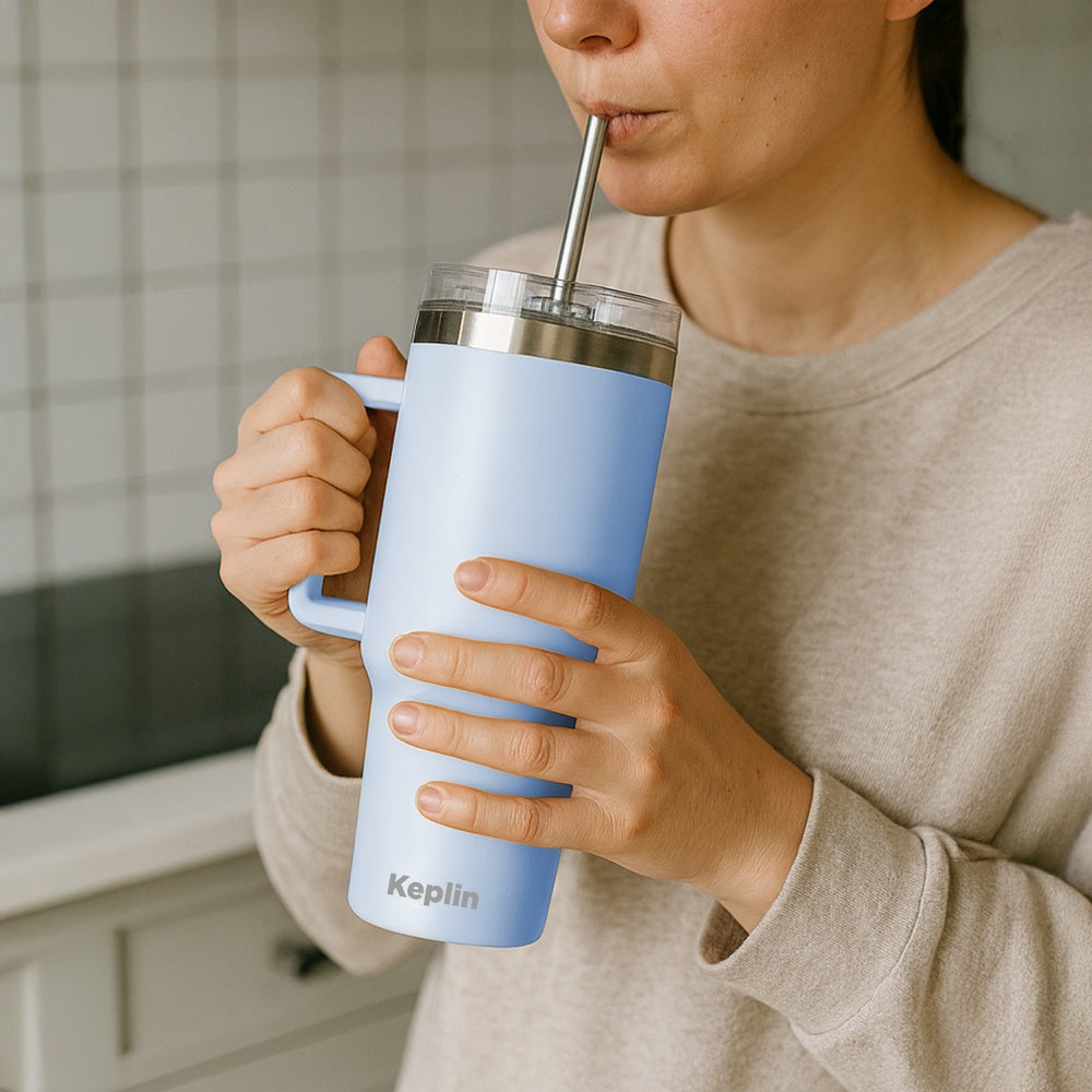 Stainless Steel 40oz Tumbler Light Blue Feature Highlights UK