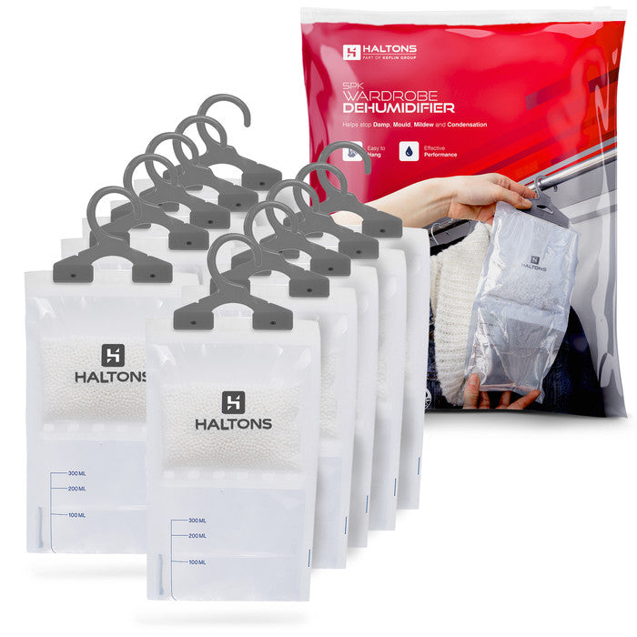 Haltons Hanging Wardrobe Dehumidifier, 210g Moisture Absorber Bags