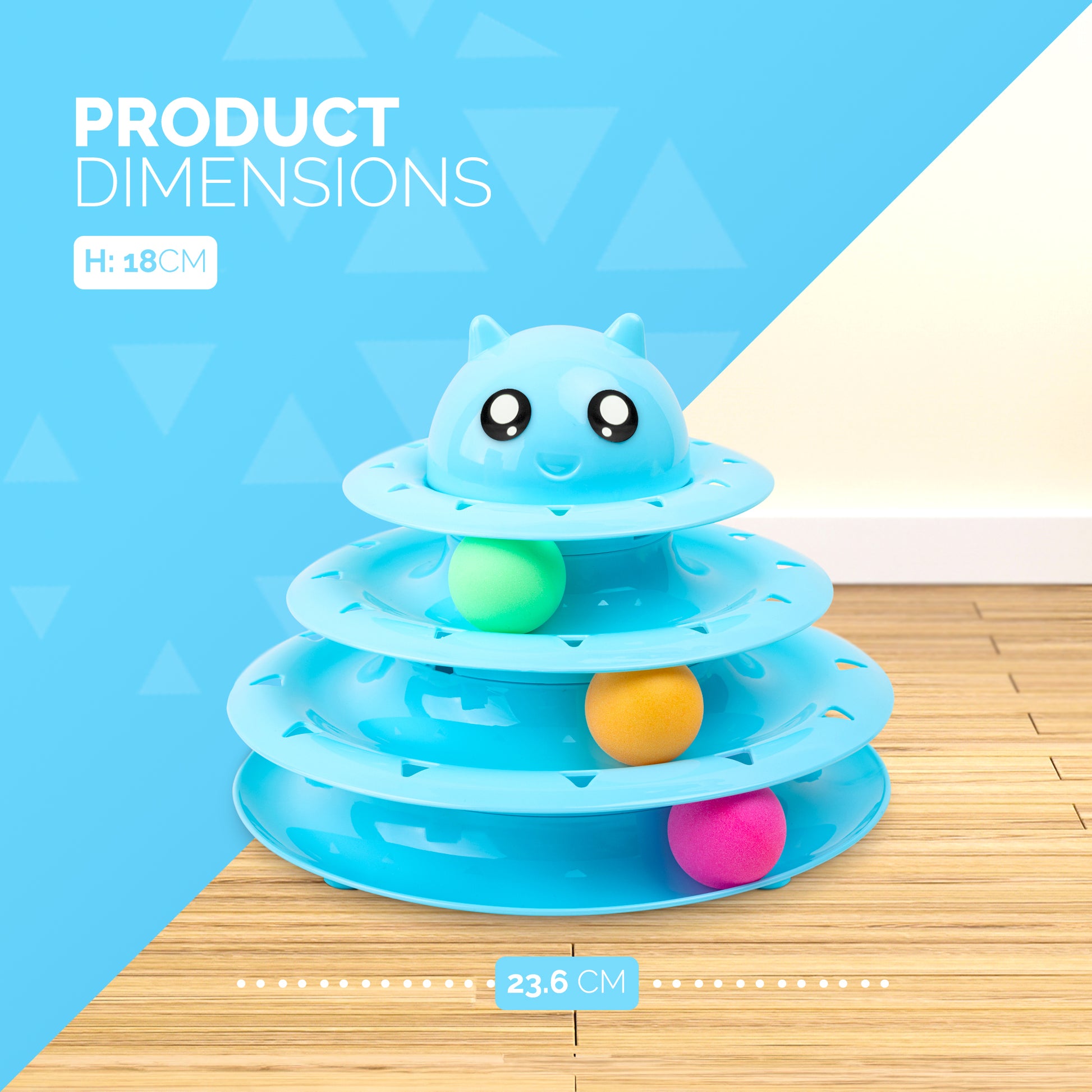 FurDreams Cat Roller Ball Toy Interactive | 3 Tier Tower Fun Cat Ball Toy with 3 Colour Balls | 3 Level Cat Teaser Toy with Cat Play Balls | Cat Puzzle Toy for Exercise and Stimulation – image 16