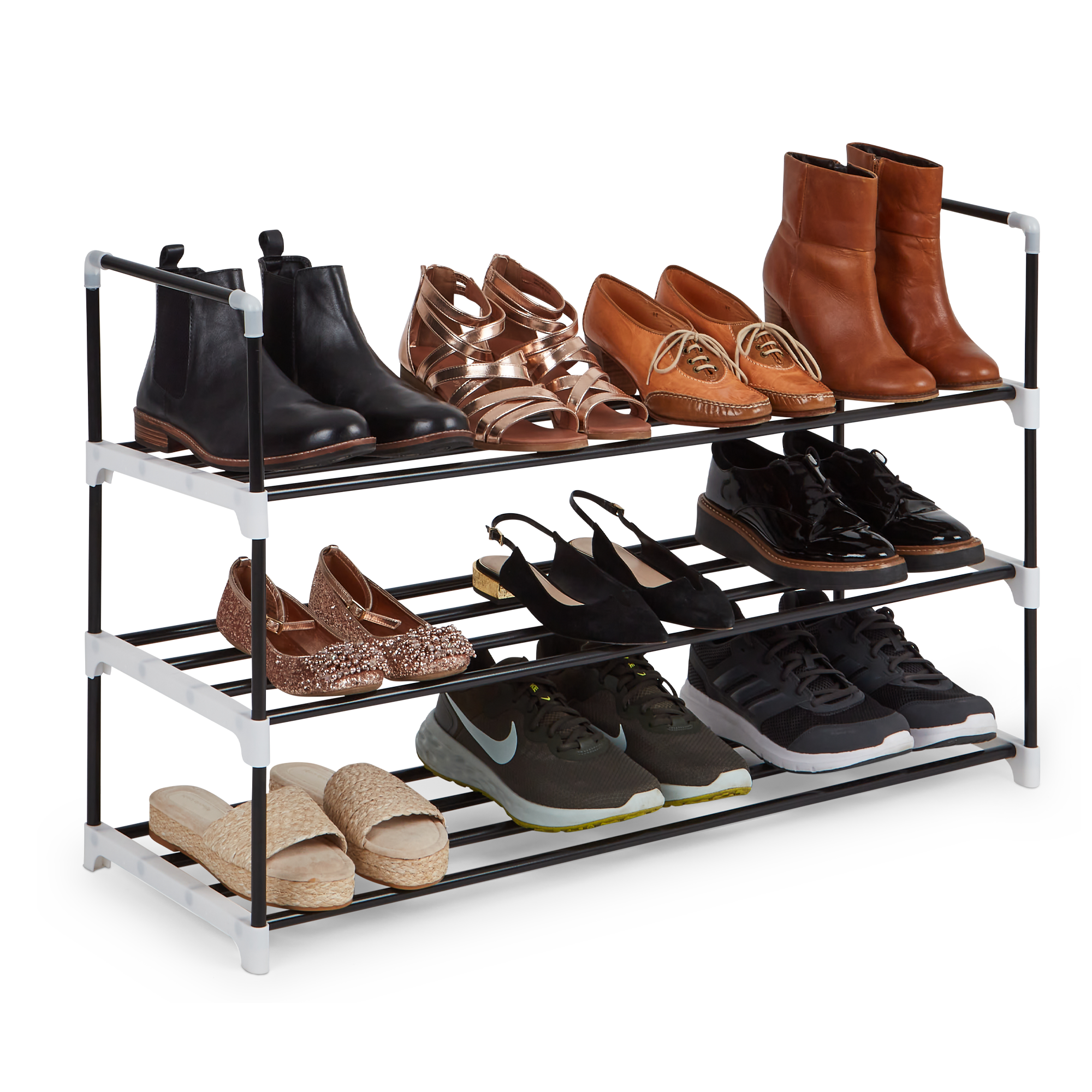 Metal Shoe Rack - Space Saving Slim Storage for Footwear and Internal Organiser for Wardrobes