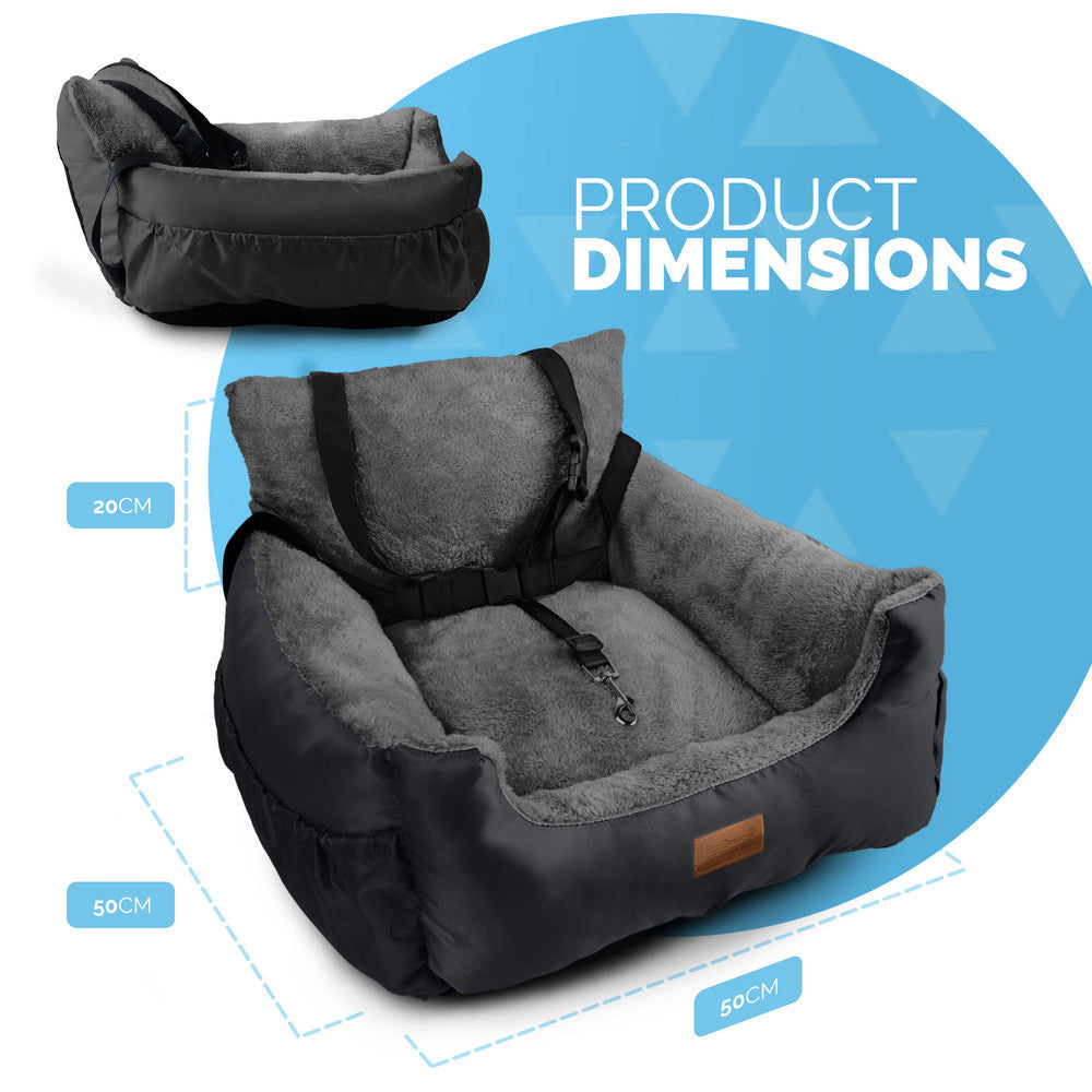FurDreams Dog Car Seat – Plush & Cozy Pet Booster Seat for Small Dogs & Cats with Storage Pocket, Safety Leash, Waterproof Liner, and Non-Slip Base – image 2