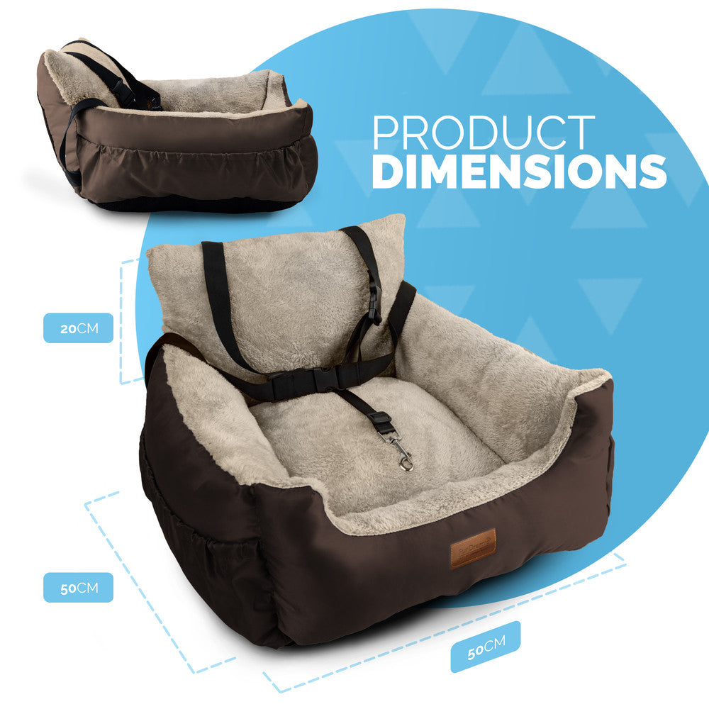 FurDreams Dog Car Seat – Plush & Cozy Pet Booster Seat for Small Dogs & Cats with Storage Pocket, Safety Leash, Waterproof Liner, and Non-Slip Base – image 10