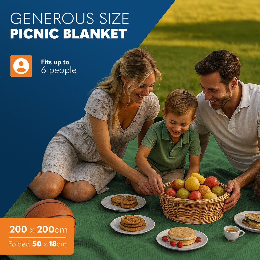 Extra Large Picnic Blanket - Herringbone Fleece Mat – image 9