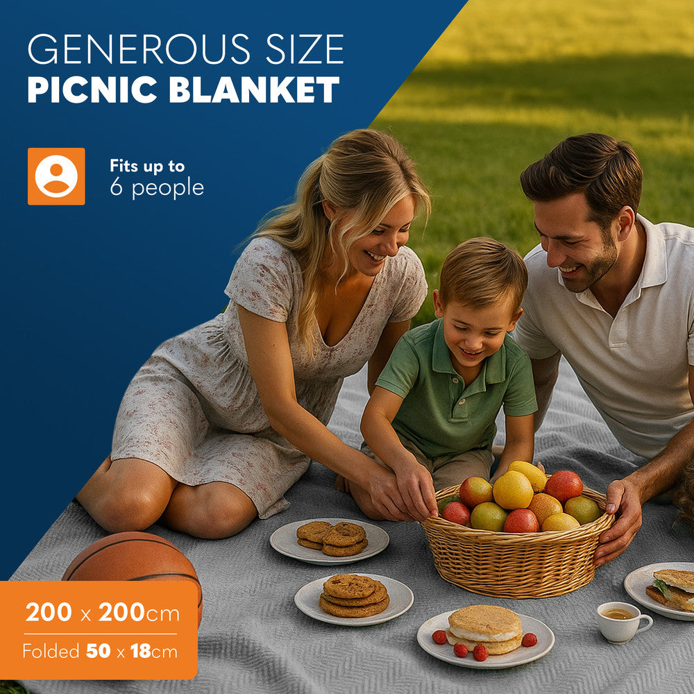 Extra Large Picnic Blanket - Herringbone Fleece Mat – image 16