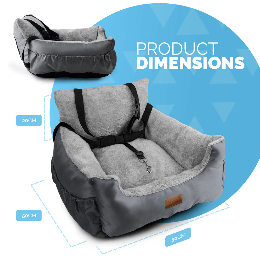 FurDreams Dog Car Seat – Plush & Cozy Pet Booster Seat for Small Dogs & Cats with Storage Pocket, Safety Leash, Waterproof Liner, and Non-Slip Base – image 18