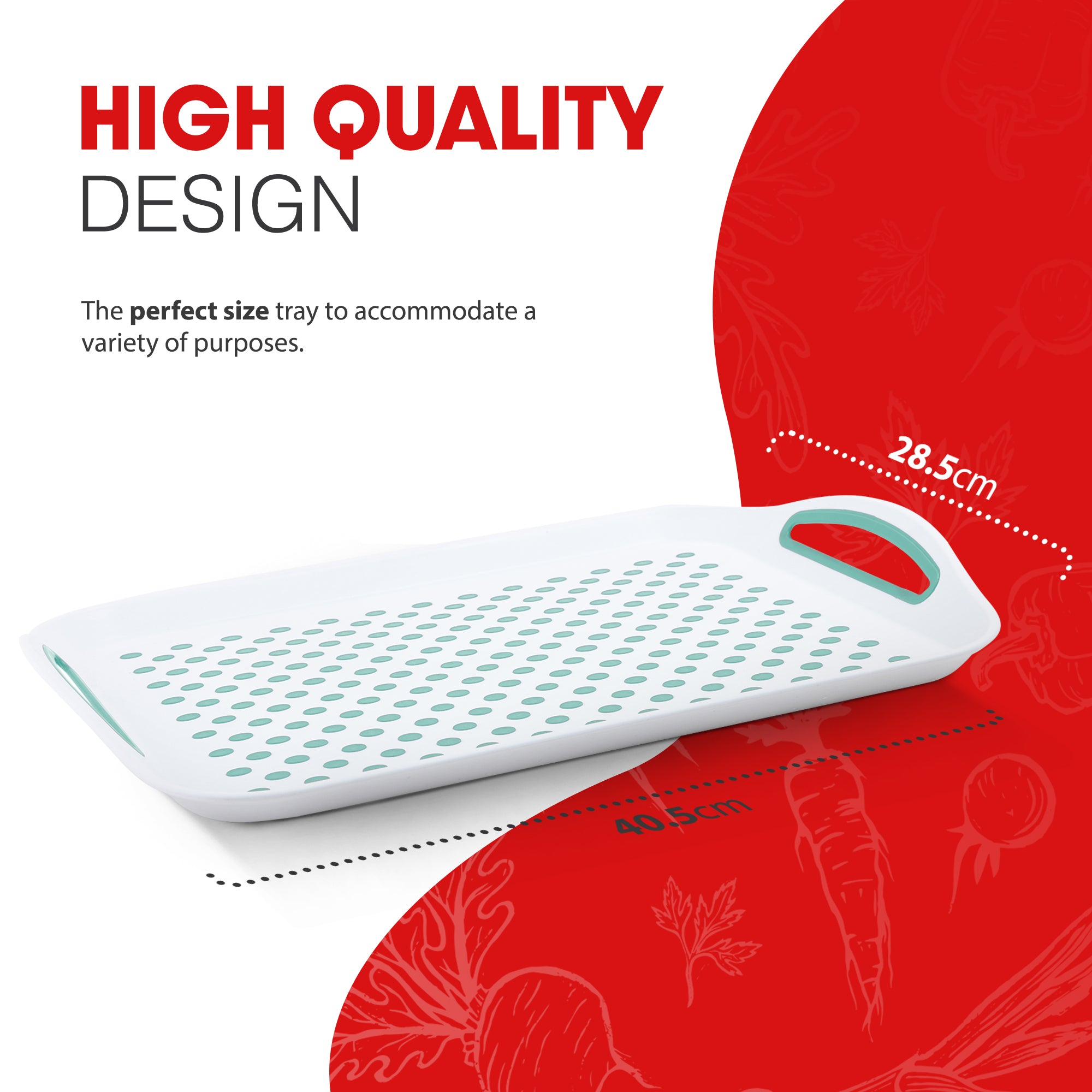 Essen 3-Pack Serving Tray Set – Non-Slip Lap Boards with Grip Handles, Ideal for Food Prep, Tea, Breakfast in Bed – Plastic Tray for Stable Dining – Dishwasher Safe