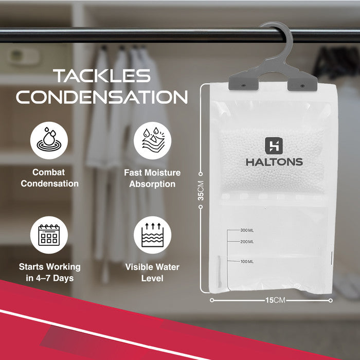 Haltons Hanging Wardrobe Dehumidifier, 210g Moisture Absorber Bags