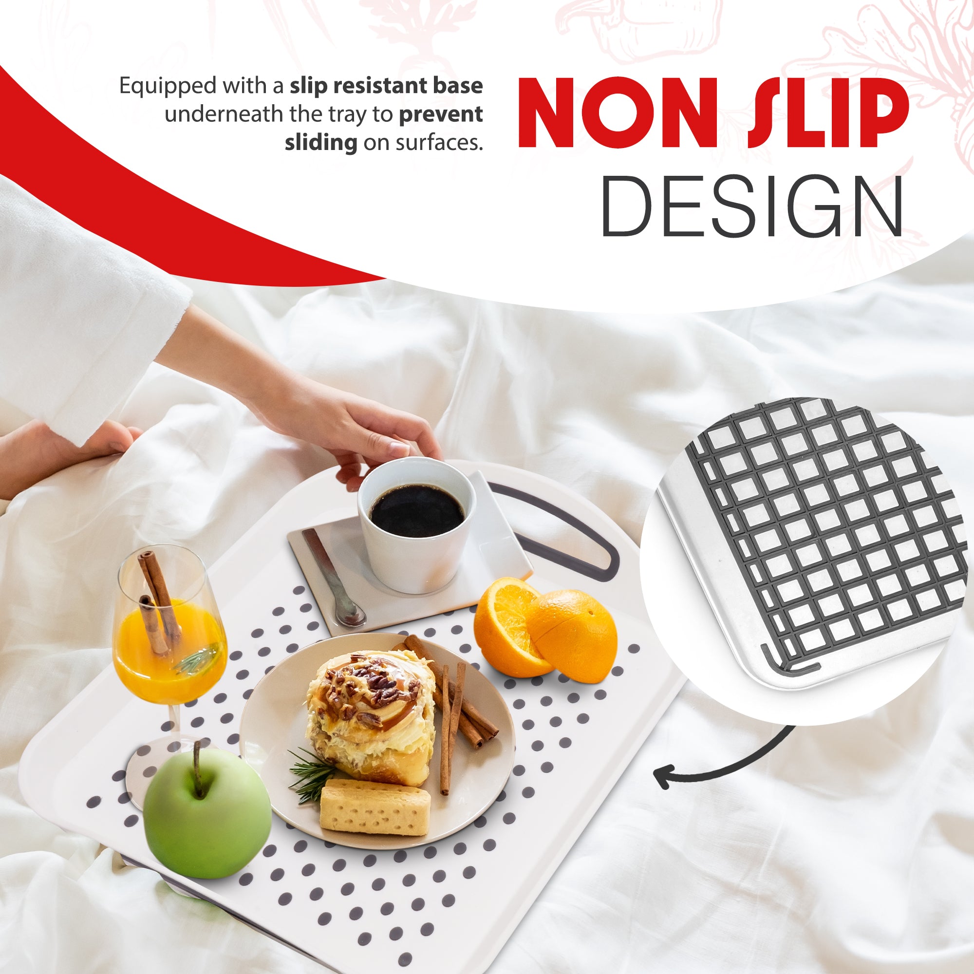 Essen 3-Pack Serving Tray Set – Non-Slip Lap Boards with Grip Handles, Ideal for Food Prep, Tea, Breakfast in Bed – Plastic Tray for Stable Dining – Dishwasher Safe