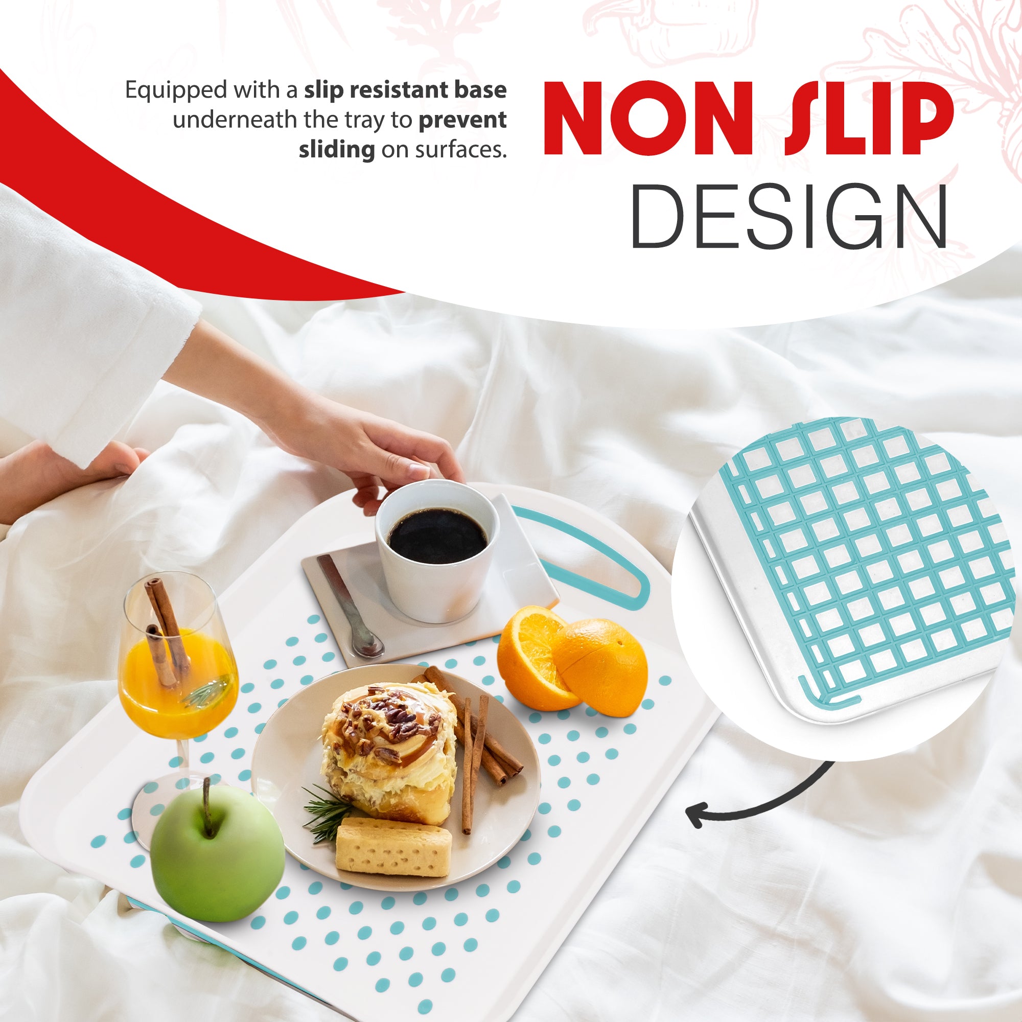 Essen 3-Pack Serving Tray Set – Non-Slip Lap Boards with Grip Handles, Ideal for Food Prep, Tea, Breakfast in Bed – Plastic Tray for Stable Dining – Dishwasher Safe