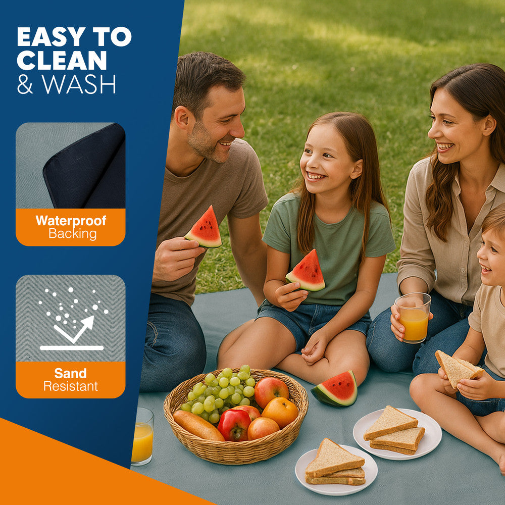 Extra Large Picnic Blanket - Herringbone Fleece Mat – image 17