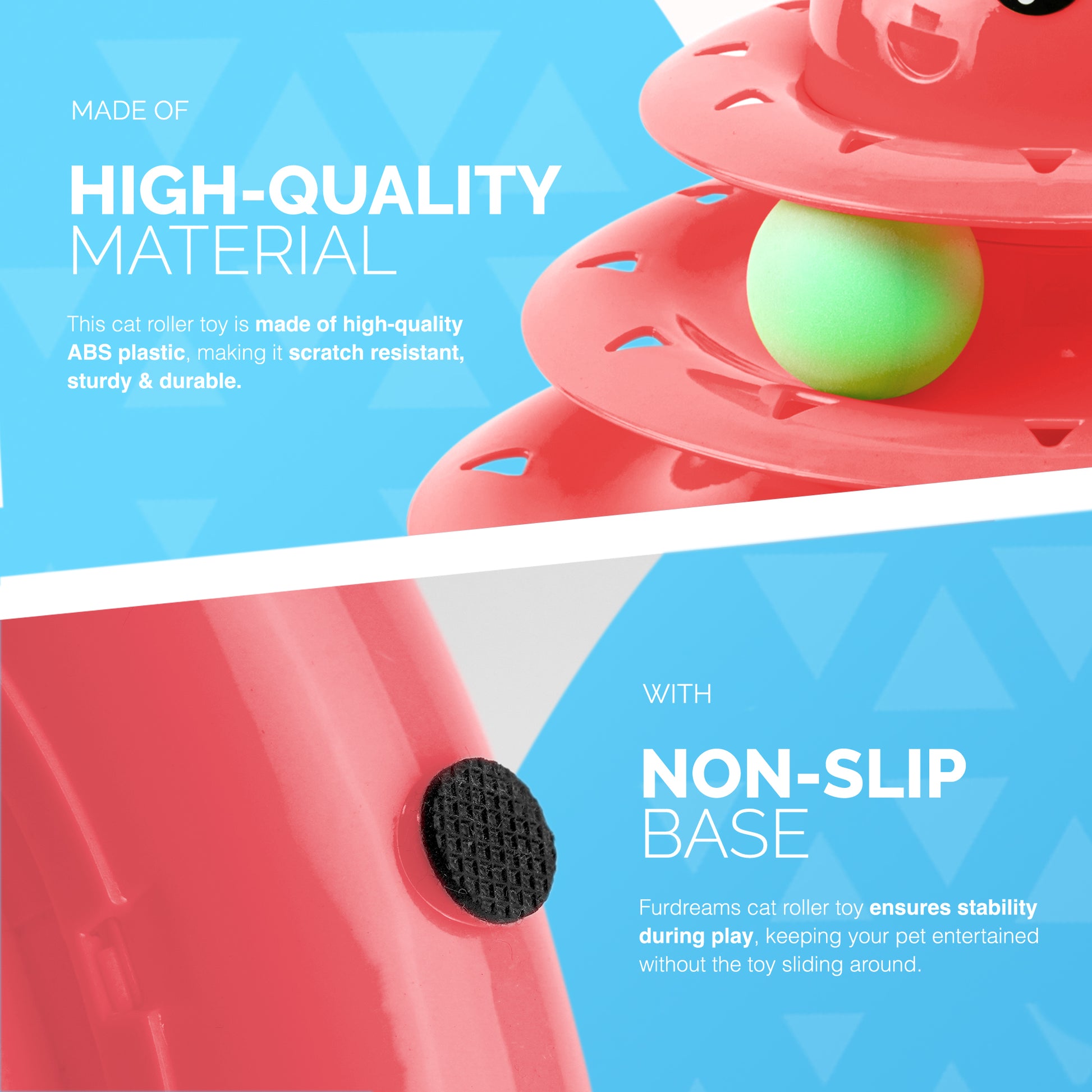 FurDreams Cat Roller Ball Toy Interactive | 3 Tier Tower Fun Cat Ball Toy with 3 Colour Balls | 3 Level Cat Teaser Toy with Cat Play Balls | Cat Puzzle Toy for Exercise and Stimulation – image 3