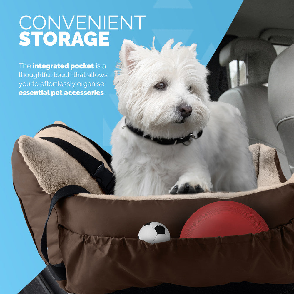 FurDreams Dog Car Seat – Plush & Cozy Pet Booster Seat for Small Dogs & Cats with Storage Pocket, Safety Leash, Waterproof Liner, and Non-Slip Base – image 11