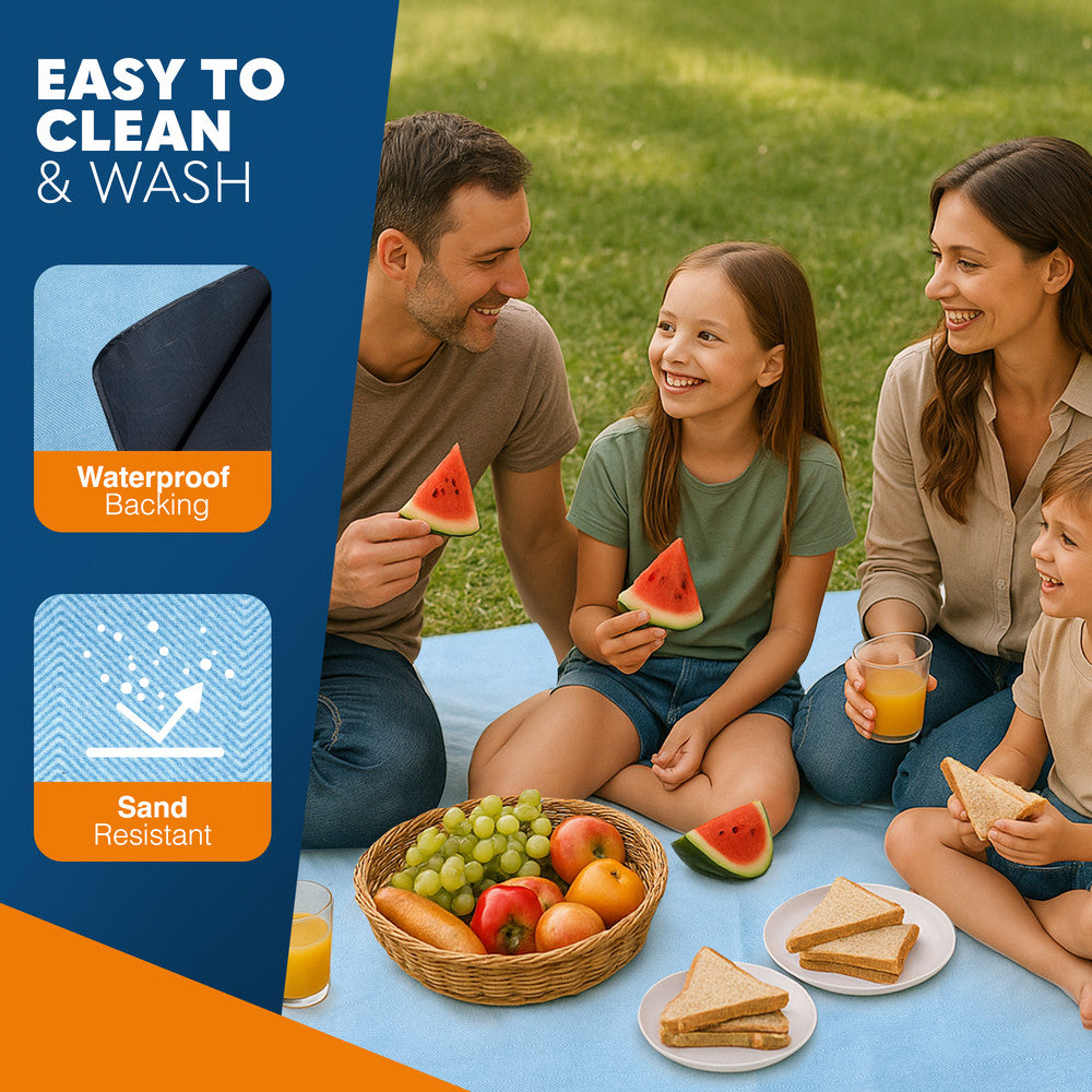 Extra Large Picnic Blanket - Herringbone Fleece Mat – image 3