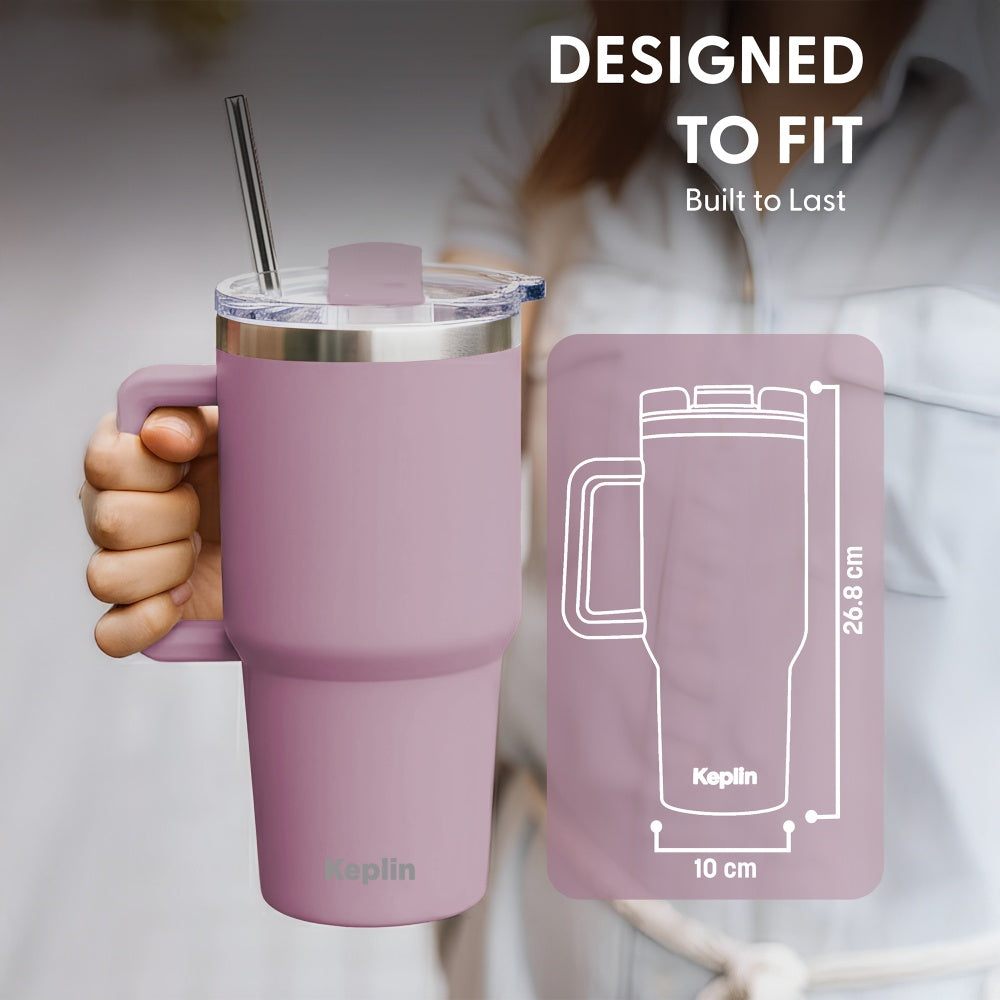 40oz Cream Pink Stainless Steel Tumbler Vacuum Insulated UK