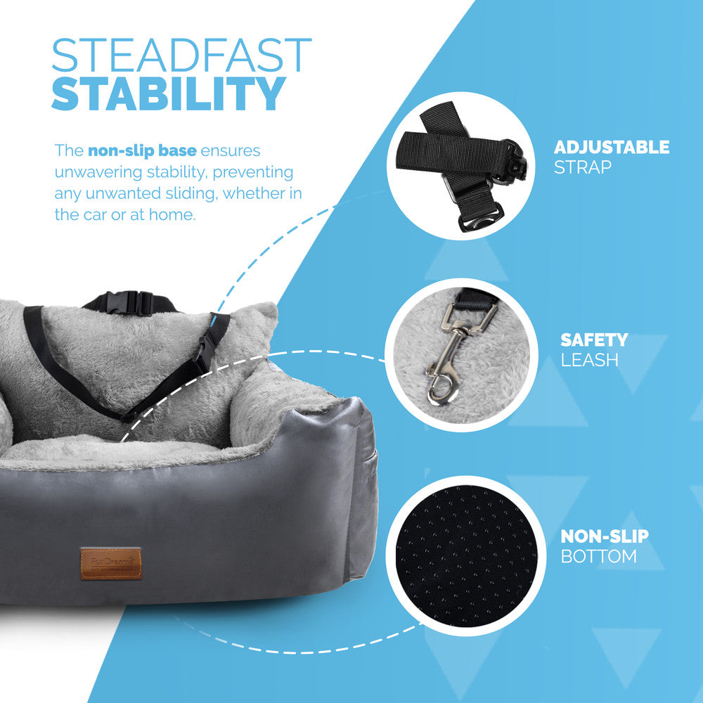 FurDreams Dog Car Seat – Plush & Cozy Pet Booster Seat for Small Dogs & Cats with Storage Pocket, Safety Leash, Waterproof Liner, and Non-Slip Base – image 20