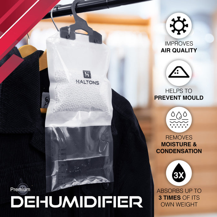 Haltons Hanging Wardrobe Dehumidifier, 210g Moisture Absorber Bags