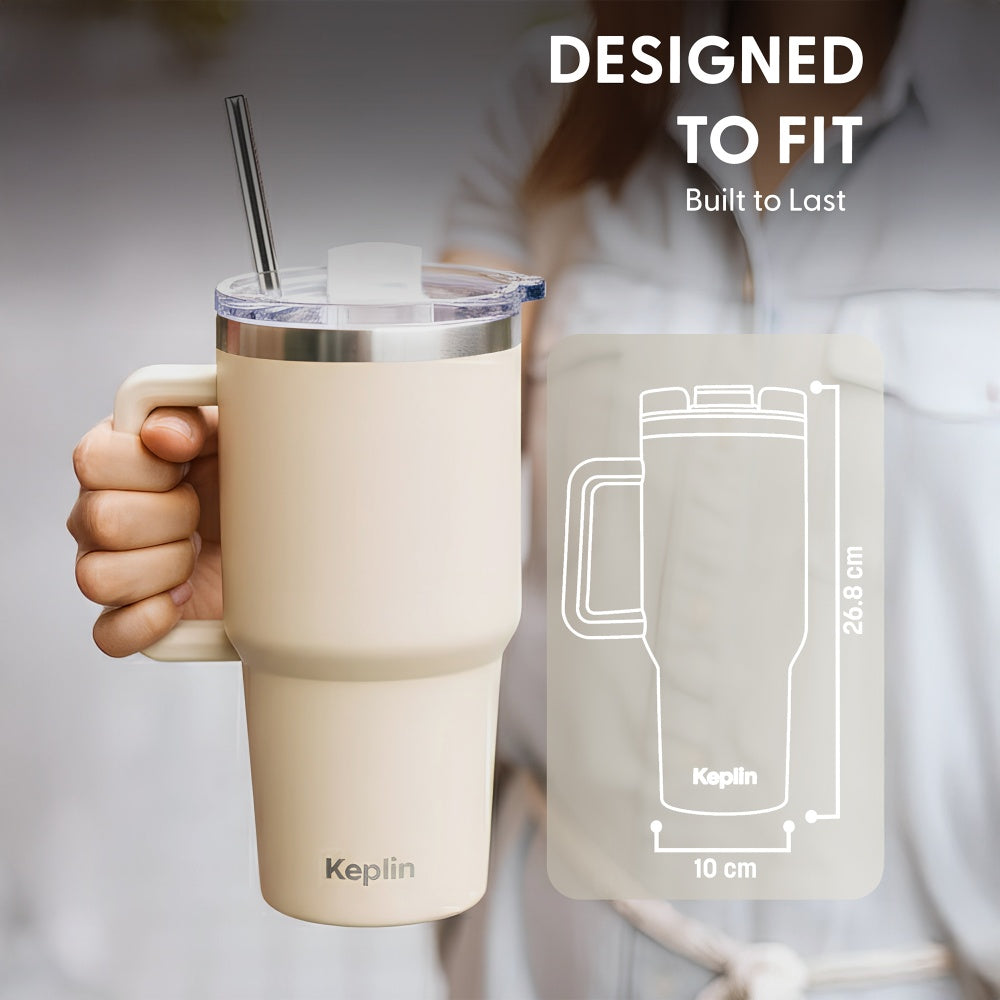 40oz Cream White Stainless Steel Tumbler Vacuum Insulated UK