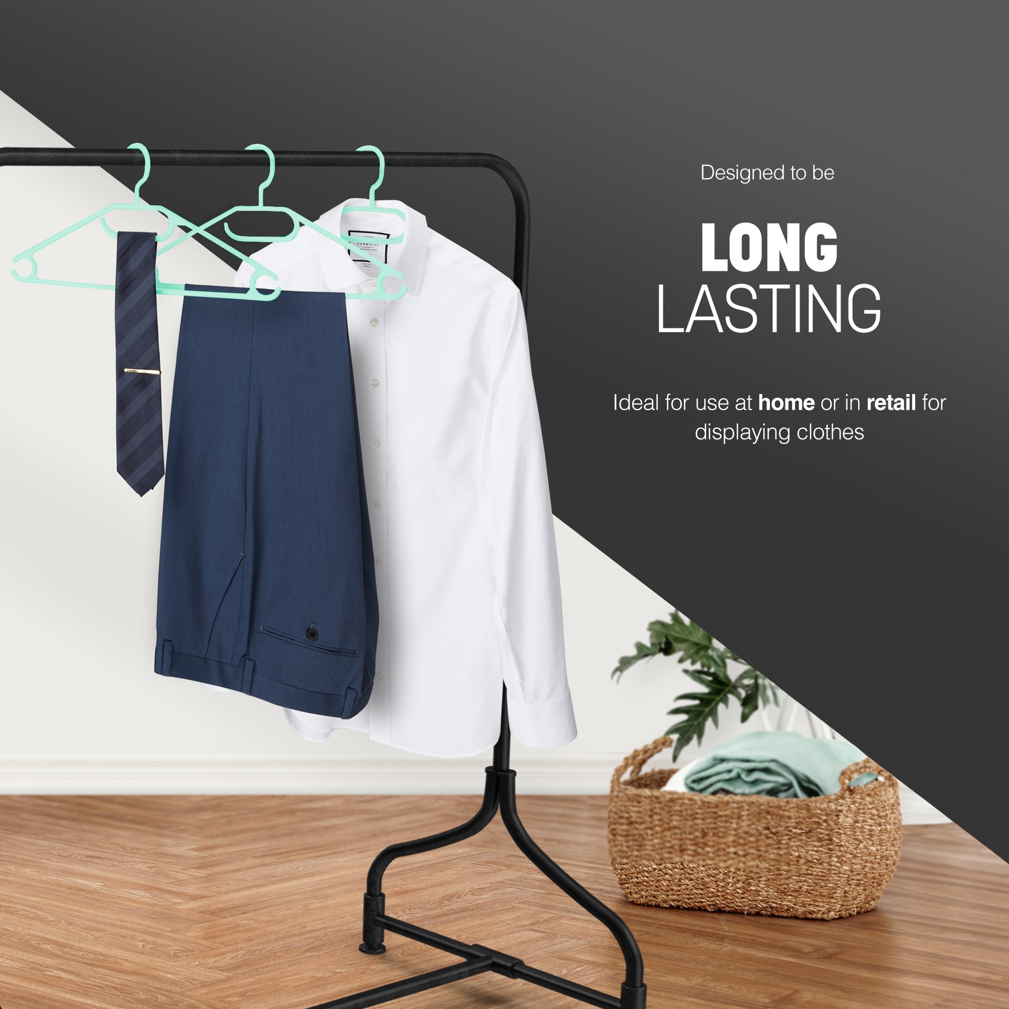 Heavy Duty Swivel Hook Hangers - Space Saving & Non Slip Coat Hangers with Rotating Hook & Tie