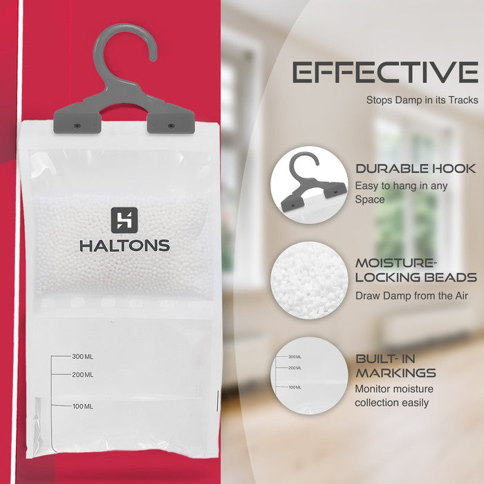Haltons Hanging Wardrobe Dehumidifier, 210g Moisture Absorber Bags