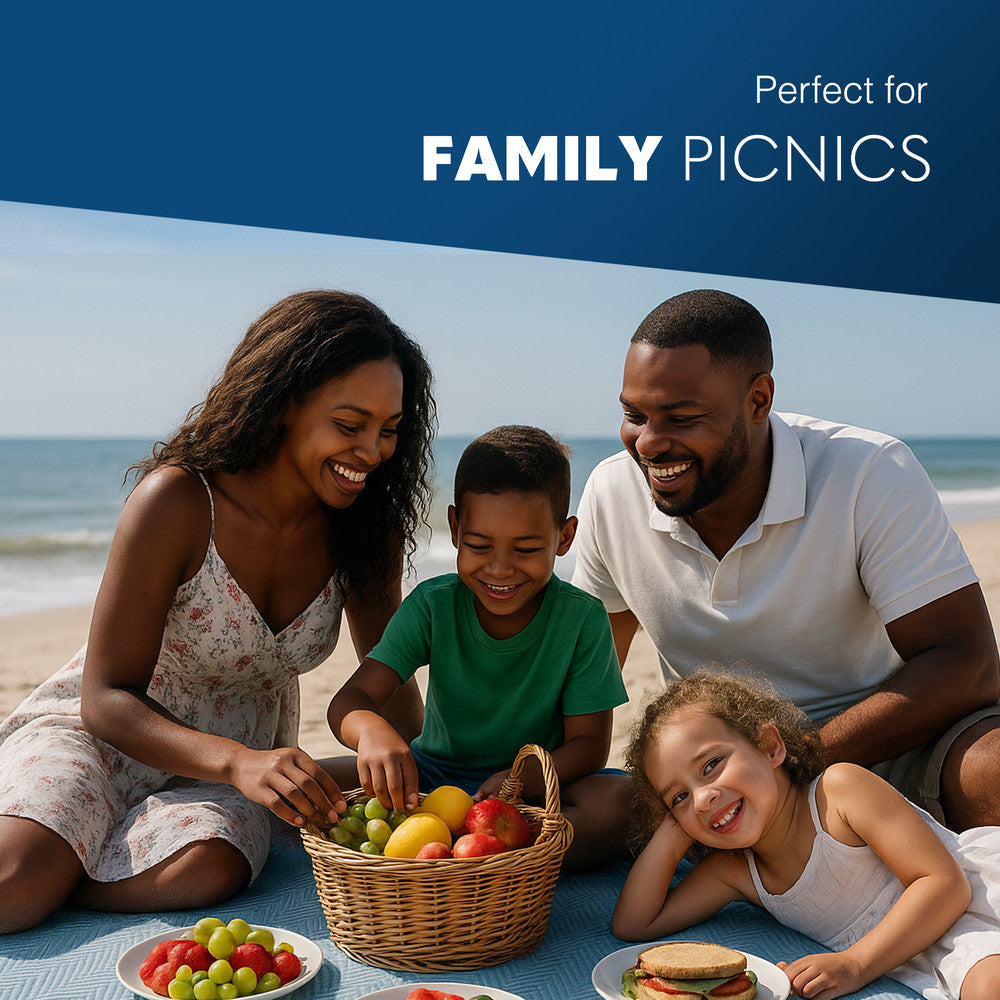 Extra Large Picnic Blanket - Herringbone Fleece Mat – image 5