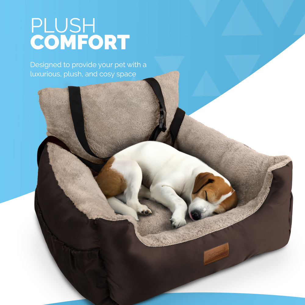 FurDreams Dog Car Seat – Plush & Cozy Pet Booster Seat for Small Dogs & Cats with Storage Pocket, Safety Leash, Waterproof Liner, and Non-Slip Base – image 13