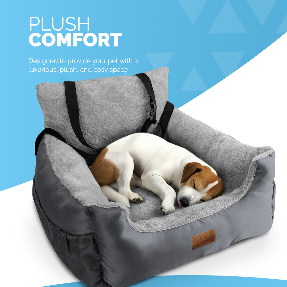 FurDreams Dog Car Seat – Plush & Cozy Pet Booster Seat for Small Dogs & Cats with Storage Pocket, Safety Leash, Waterproof Liner, and Non-Slip Base – image 21