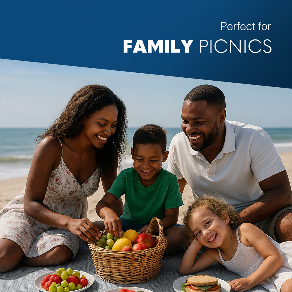 Extra Large Picnic Blanket - Herringbone Fleece Mat – image 19