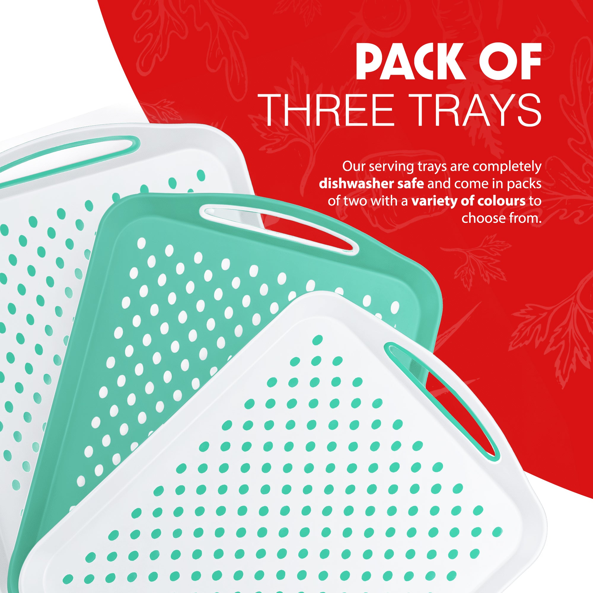 Essen 3-Pack Serving Tray Set – Non-Slip Lap Boards with Grip Handles, Ideal for Food Prep, Tea, Breakfast in Bed – Plastic Tray for Stable Dining – Dishwasher Safe