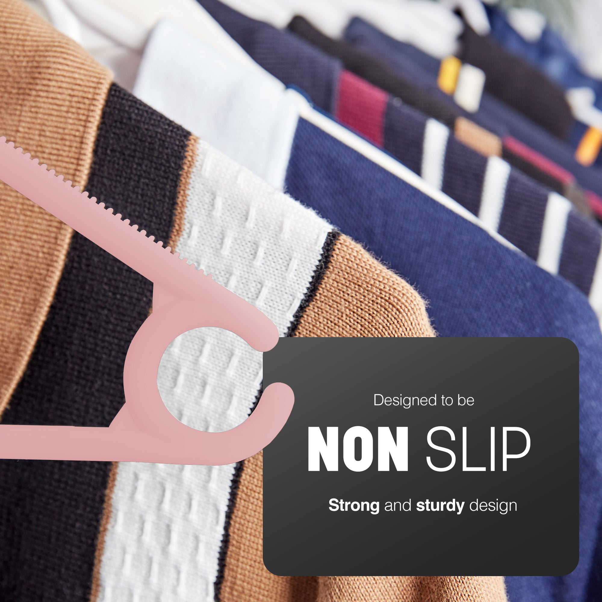 Heavy Duty Swivel Hook Hangers - Space Saving & Non Slip Coat Hangers with Rotating Hook & Tie