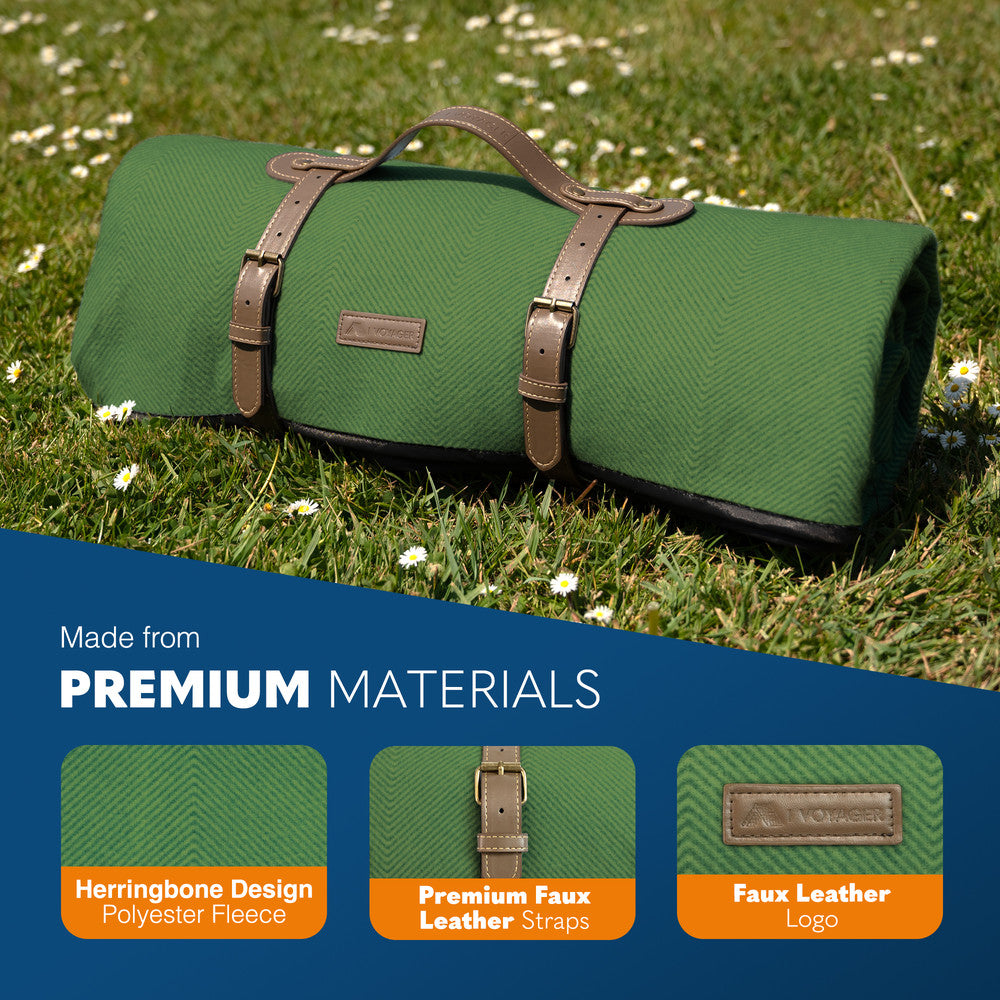 Extra Large Picnic Blanket - Herringbone Fleece Mat – image 13