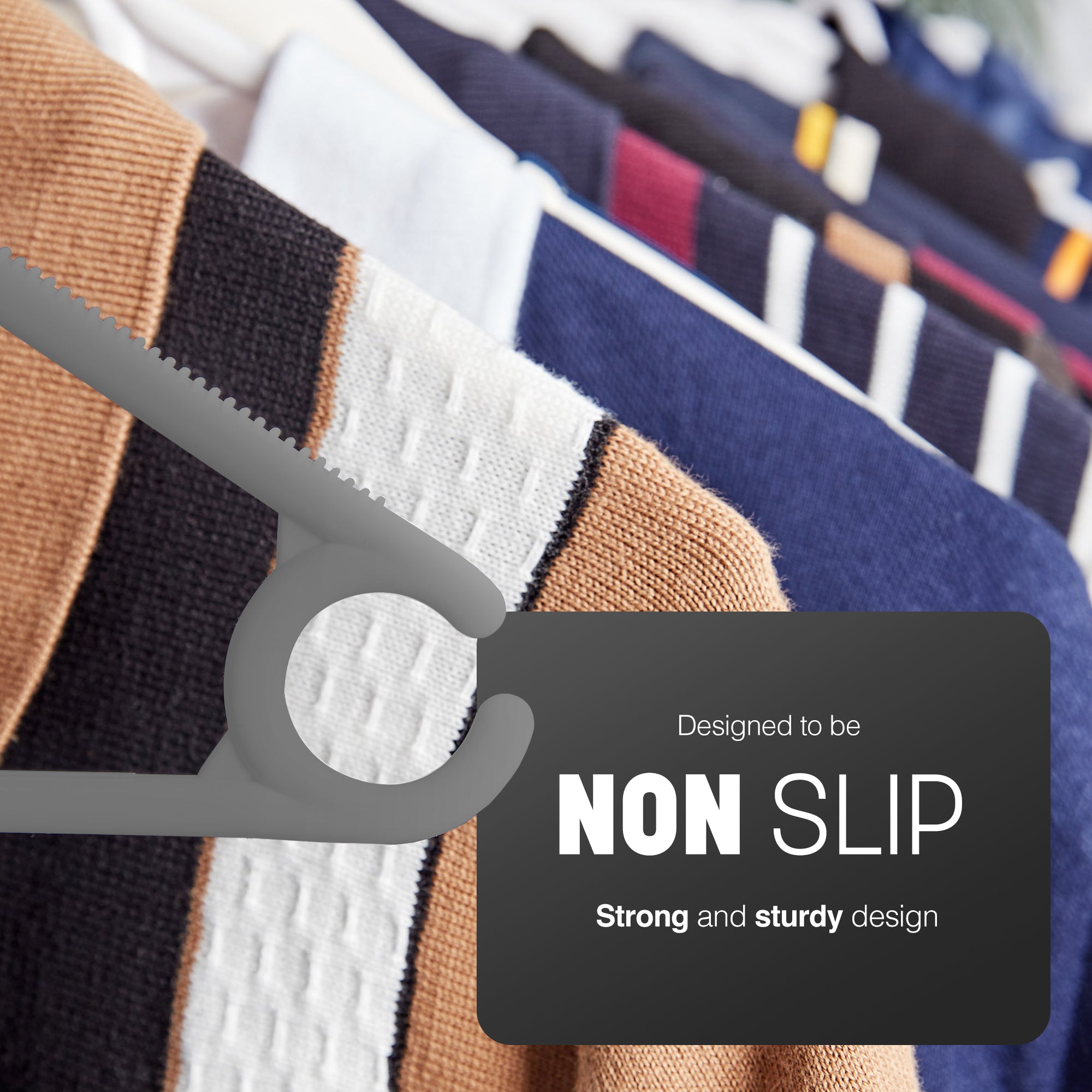 Heavy Duty Swivel Hook Hangers - Space Saving & Non Slip Coat Hangers with Rotating Hook & Tie