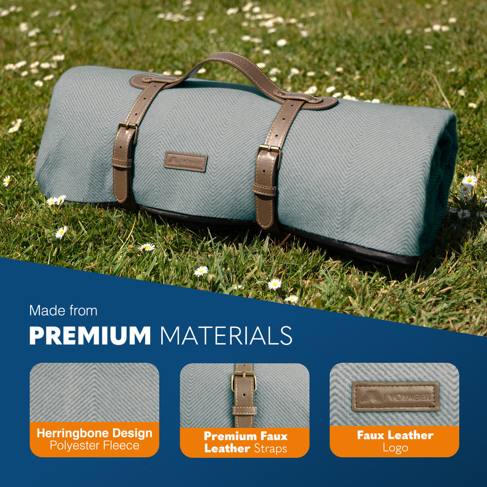 Extra Large Picnic Blanket - Herringbone Fleece Mat – image 20