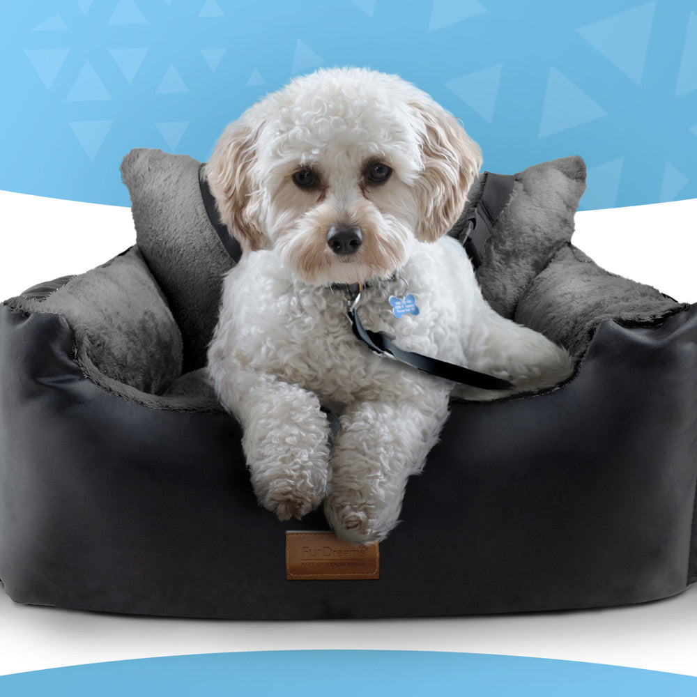 FurDreams Dog Car Seat – Plush & Cozy Pet Booster Seat for Small Dogs & Cats with Storage Pocket, Safety Leash, Waterproof Liner, and Non-Slip Base – image 6