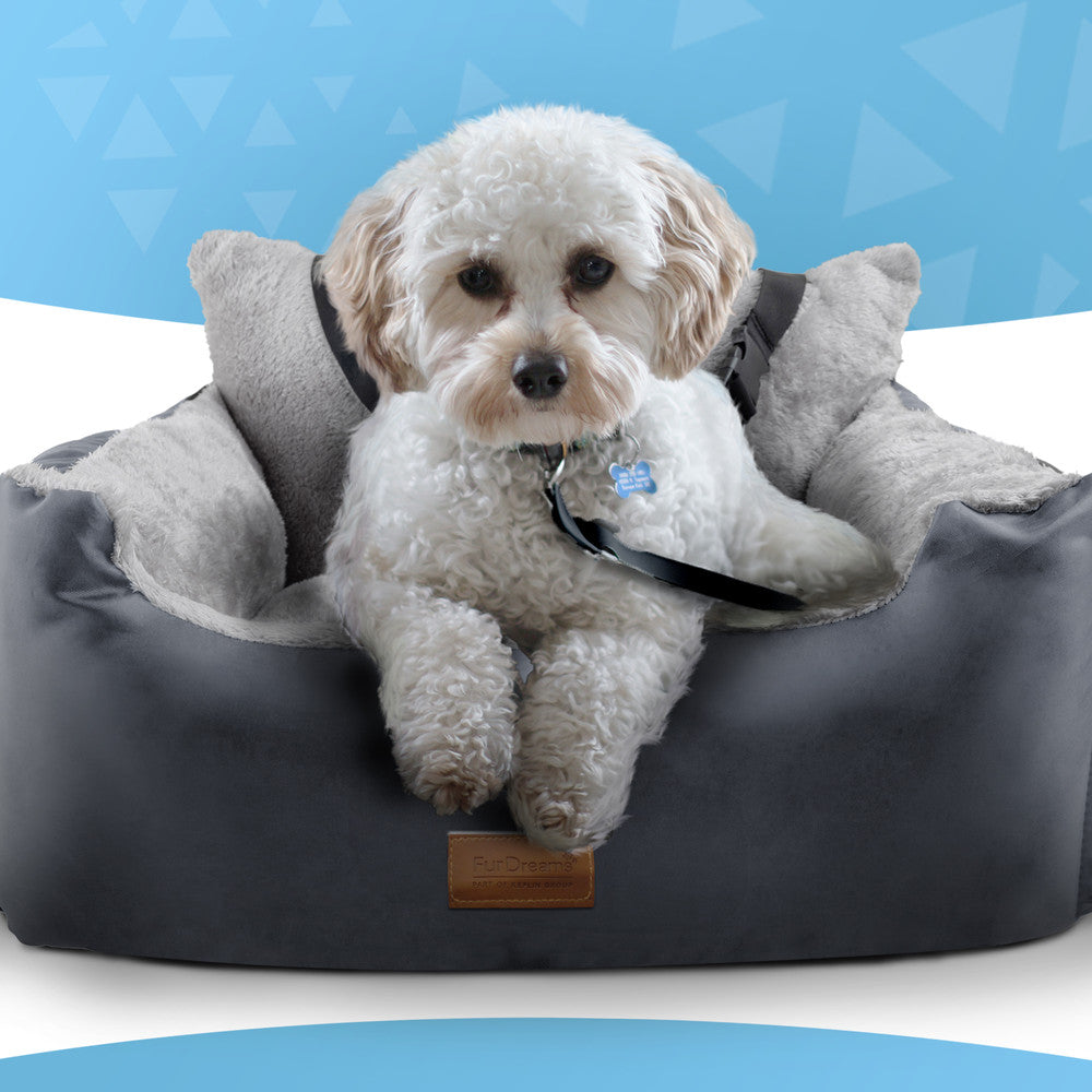 FurDreams Dog Car Seat – Plush & Cozy Pet Booster Seat for Small Dogs & Cats with Storage Pocket, Safety Leash, Waterproof Liner, and Non-Slip Base – image 22