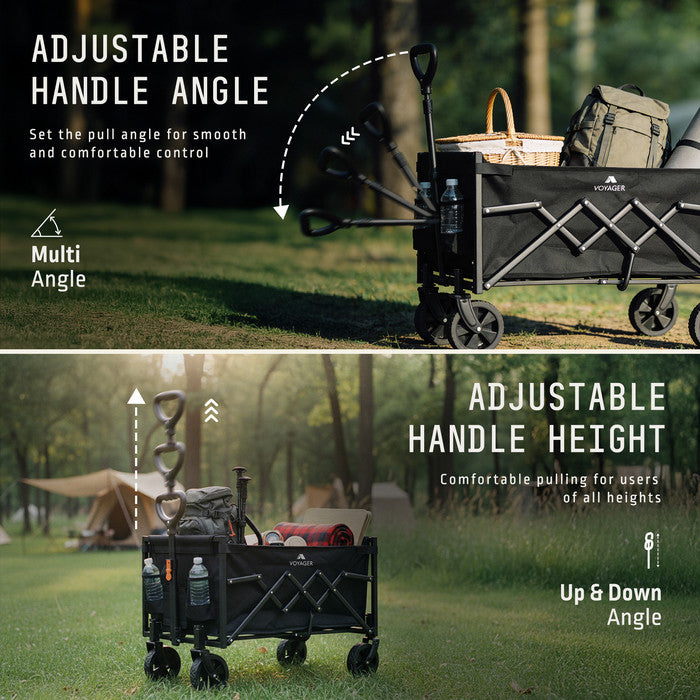Foldable camping trolley adjustable telescopic handle – multi-angle ergonomic pull design
