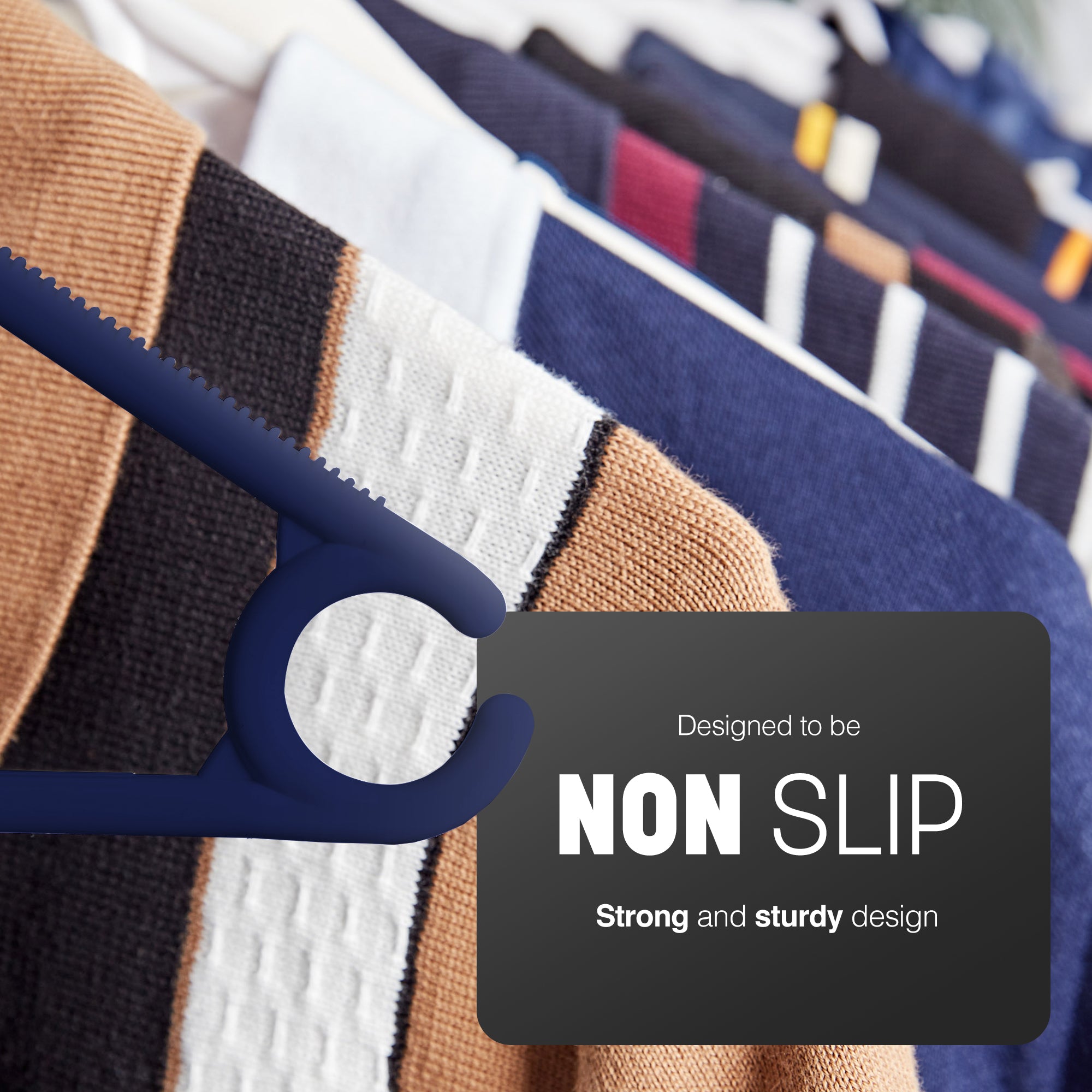 Heavy Duty Swivel Hook Hangers - Space Saving & Non Slip Coat Hangers with Rotating Hook & Tie