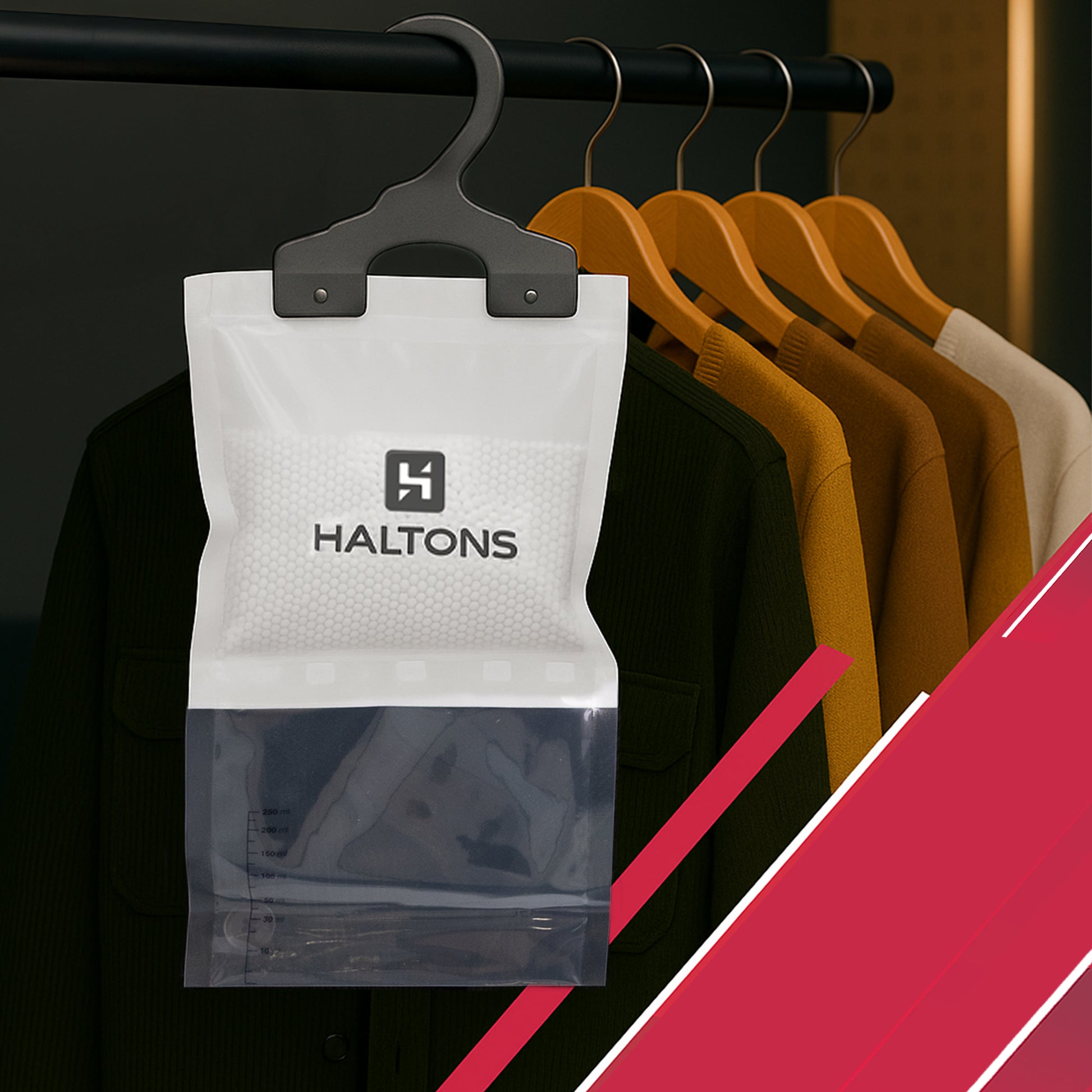 Haltons Wardrobe Dehumidifier - Pack of 5 / 10 - Hanging Moisture Absorber - Prevents Damp, Mould - Leak-Proof Bag - Absorbs Up to 3x Its Weight - Closet, Wardrobe, Bedroom Dehumidifier - 210g each – image 8