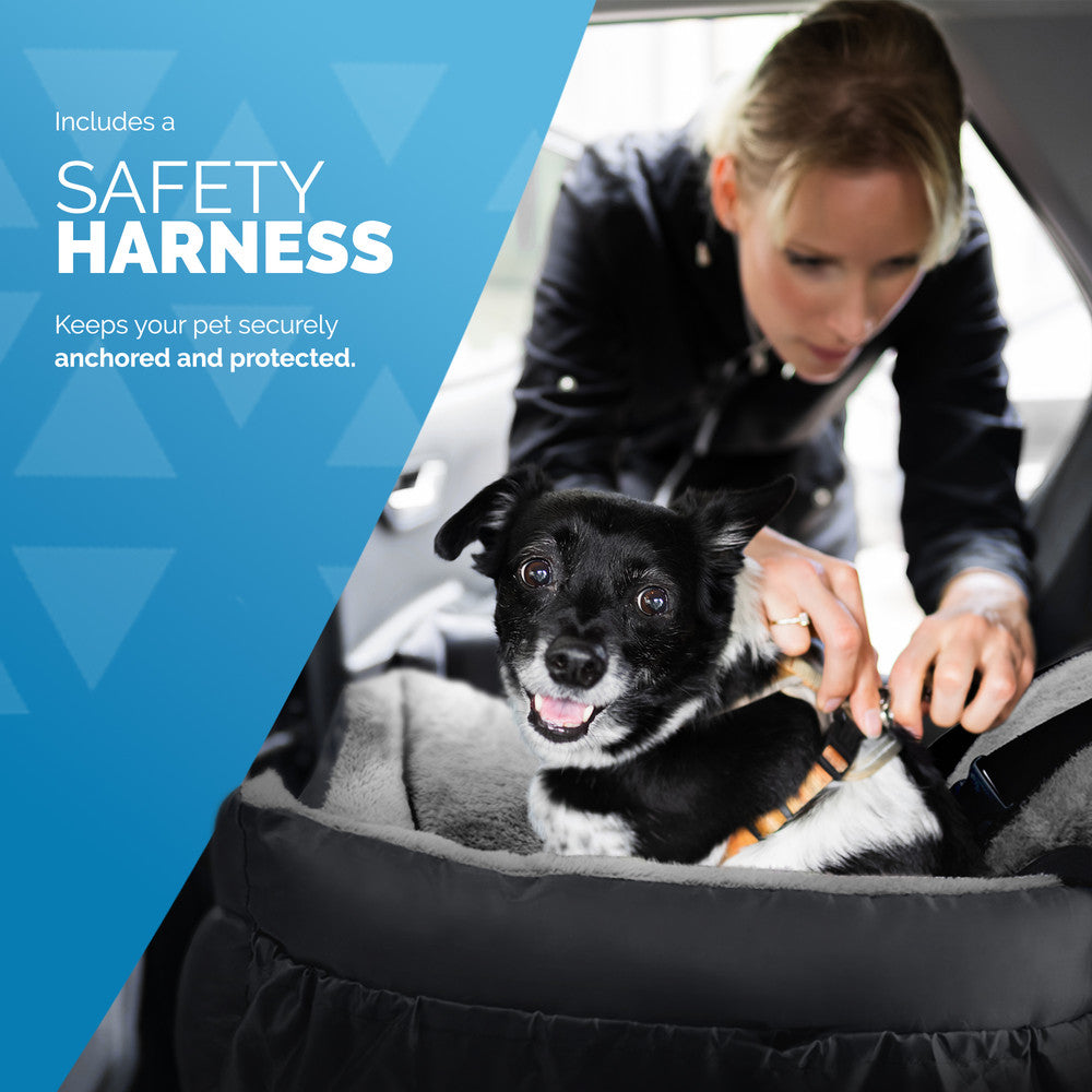 FurDreams Dog Car Seat – Plush & Cozy Pet Booster Seat for Small Dogs & Cats with Storage Pocket, Safety Leash, Waterproof Liner, and Non-Slip Base – image 8