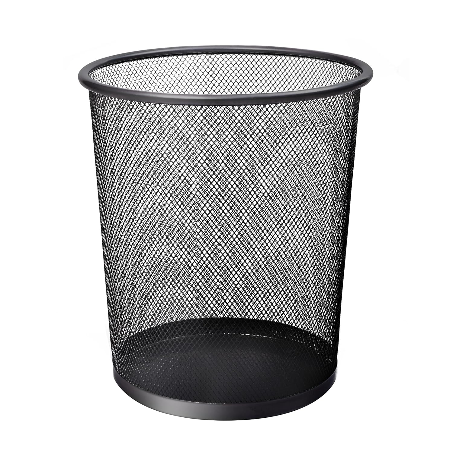 KEPLIN Round Trash Can - Black Non-slip Mesh Bin, Stylish & Sturdy Metal Waste Paper Bin for Home, Bedroom, Office, Bathroom, Living Room & Kitchen - Indoor Garbage Bin with Sleek Design