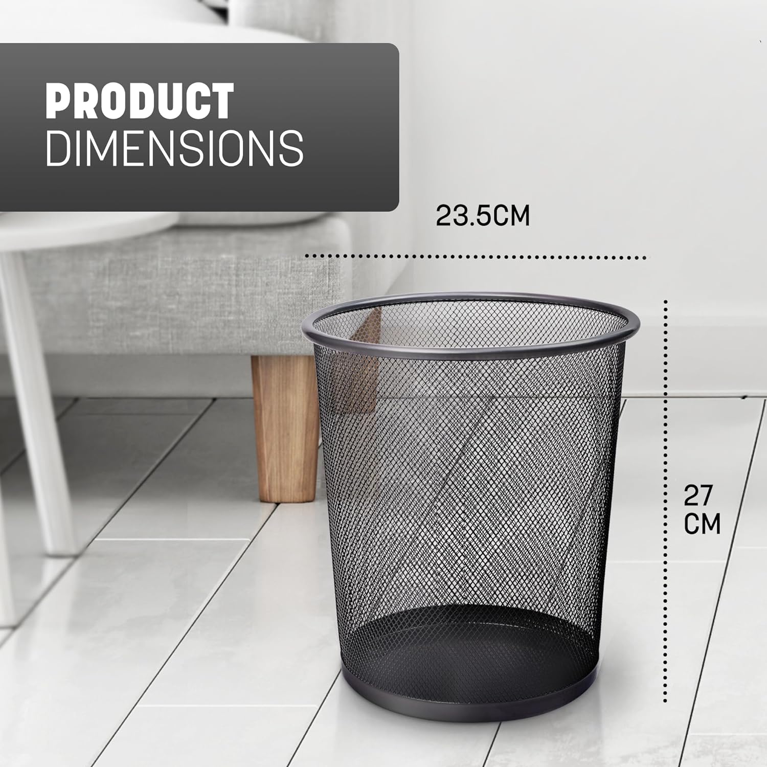Round Mesh Trash Can - Metal Waste Bin for Home & Office – image 6